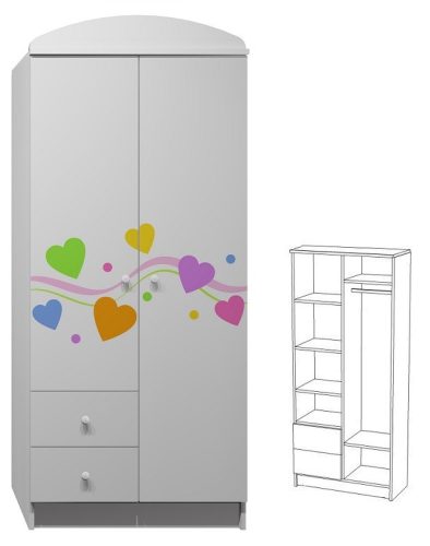 Szívecskék UV grafikás N8 gardróbszekrény