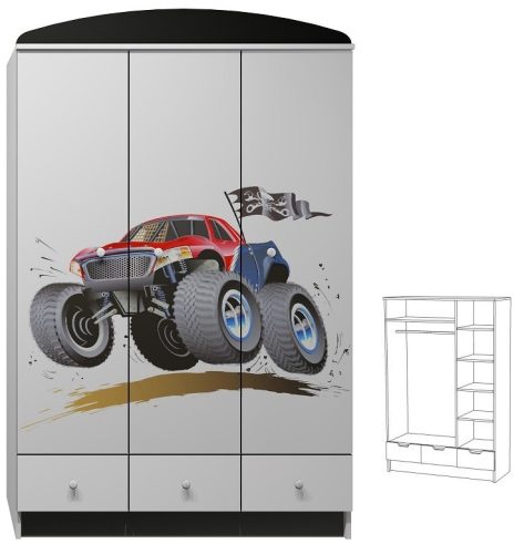 Monster Truck UV grafikás N10 gardróbszekrény