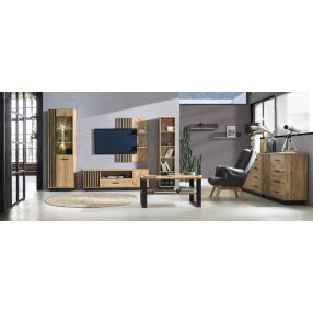 Wotan tölgy/fekete Lamour nappali bútorösszeállítás 2