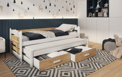Tiago ágy vendégággyal - fenyőfa és bútorlap - több színben