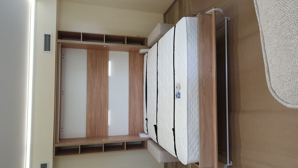   Függőleges szekrényágy kanapéval és polcokkal, 160 cm, Invent 
