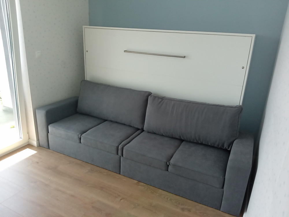Vízszintes szekrényágy kanapéval, 140 cm, Invent 
